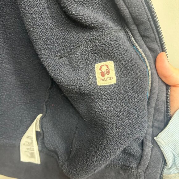 Hollister Y2k black blue layered sweatshirt zip up jacket medium - Picture 8 of 11